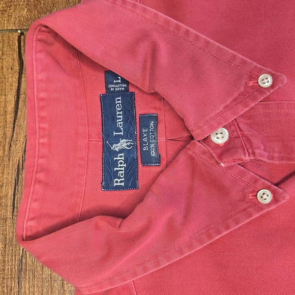 Polo Ralph Lauren Mens Red Button Down Shirt Classic Cotton Large Heritage Prep - Picture 2 of 6